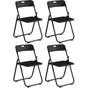Harigal Black Plastic Folding Chairs 4 Pack, Foldable Stacking Chairs for Outdoor \u0026 Indoor, Reinforced Metal Frame, 330LBS Capacity